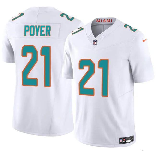 Men's Miami Dolphins #21 Jordan Poyer White 2024 F.U.S.E Vapor Limited Stitched Football Jersey